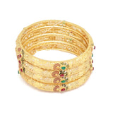 Infinity Teardrop Four-Piece Bangle Bracelet, Multi-Colored, Gold Plating