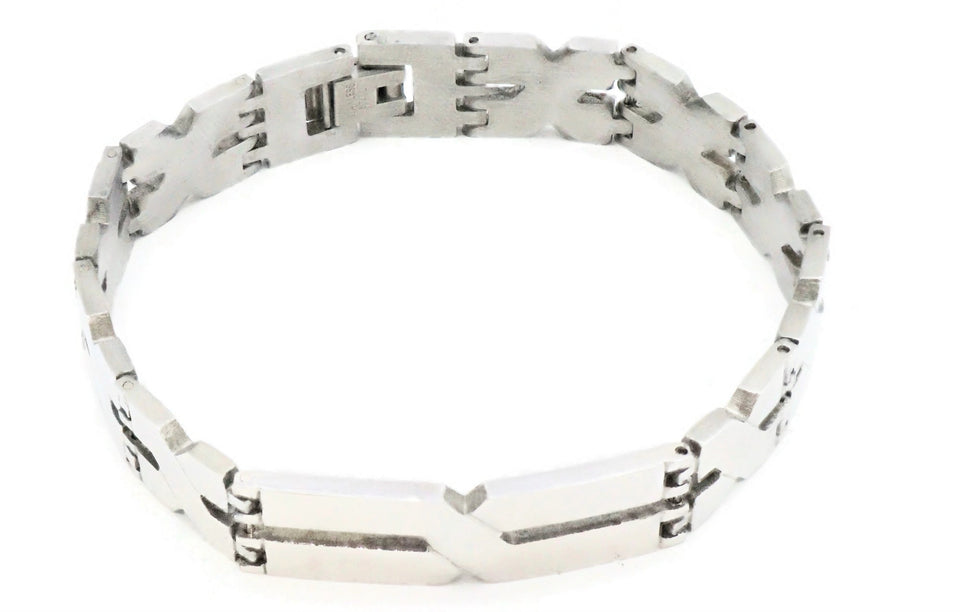 Stainless Steel men's bracelet with criss cross design