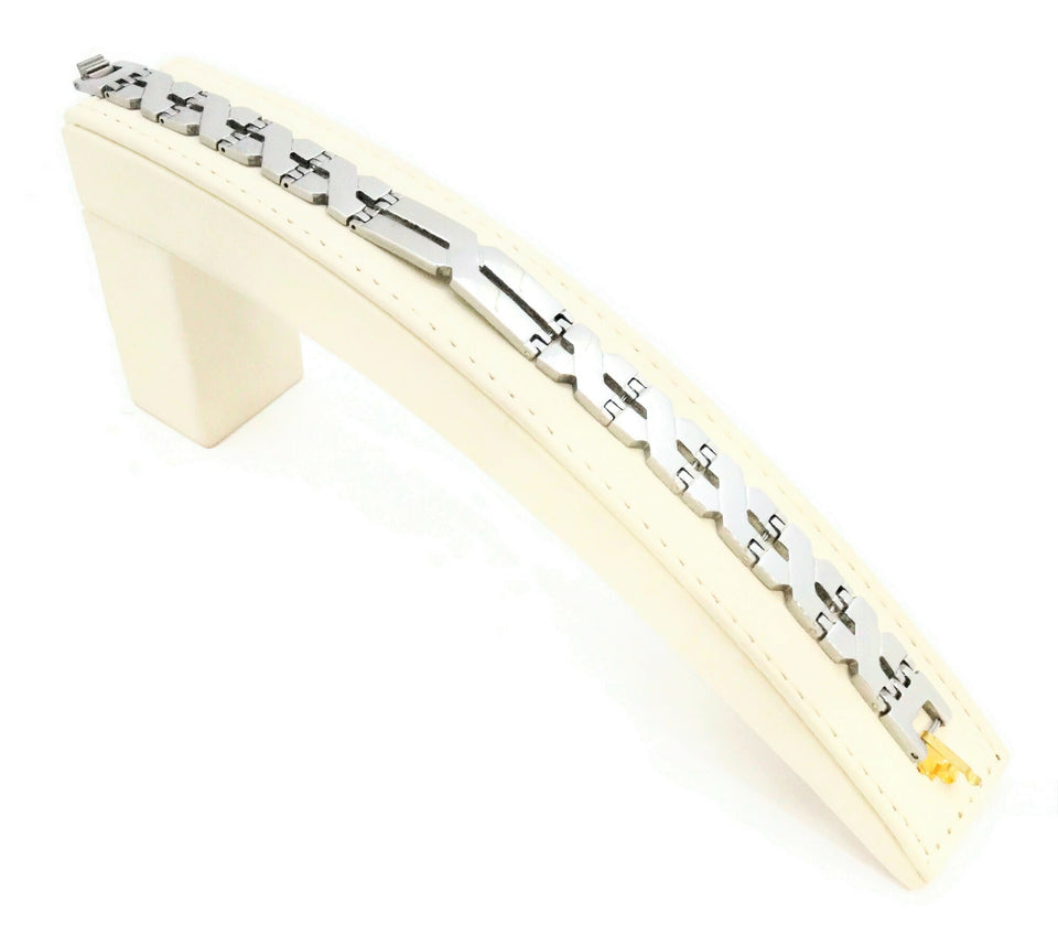 Stainless Steel men's bracelet with criss cross design