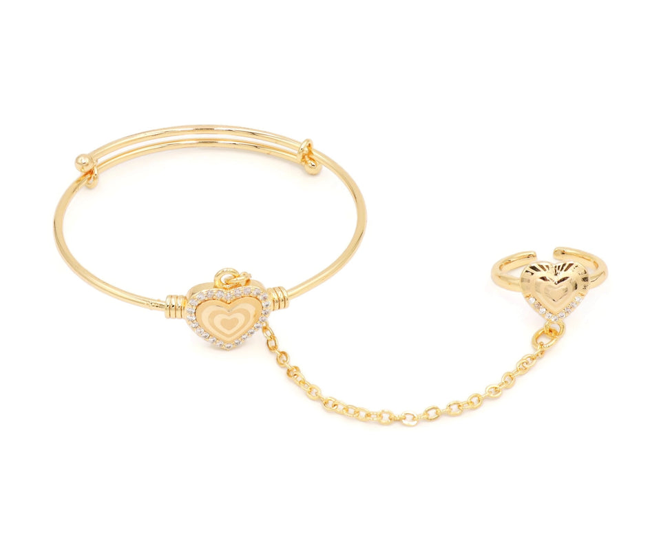 Heart Design With Cubic Stone Pendant Baby Necklace Set