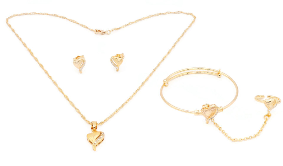 Baby High Quality Heart Shape With Cubic Pendant Necklace Set