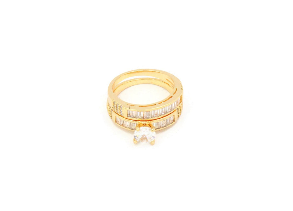 Exquisite Zirconia studded wedding ring with gold plating