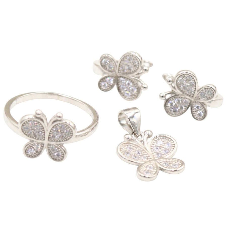 Butterfly CZ Sterling Silver Jewelry Set