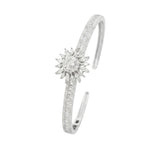 925 Sterling Silver Crystal Sunflower Bangle Bracelet
