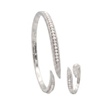 925 Sterling Silver Pearl & Crystal Nail Bangle & Ring Set