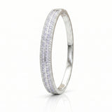 925 Sterling Silver Princess-Cut & Round Crystal Bangle