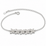 925 sterling silver bracelet with five connected butterfly motifs on a white background