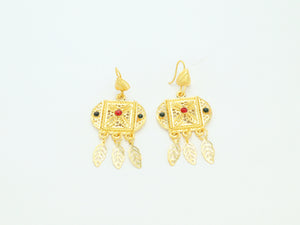 RED AND GREEN ZIRCON STONE STUDDED 18KT GOLD PLATED INDIAN BRIDAL JEWELLERY SET