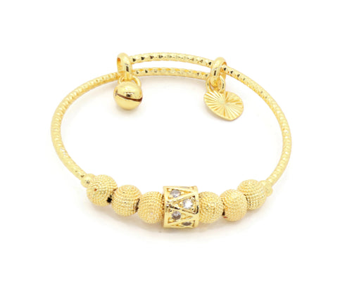 Kid's Bangle with beads and dangling heart pendant with zircon