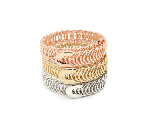 Kid's Three tone bangles with clip lock in stacked circular design