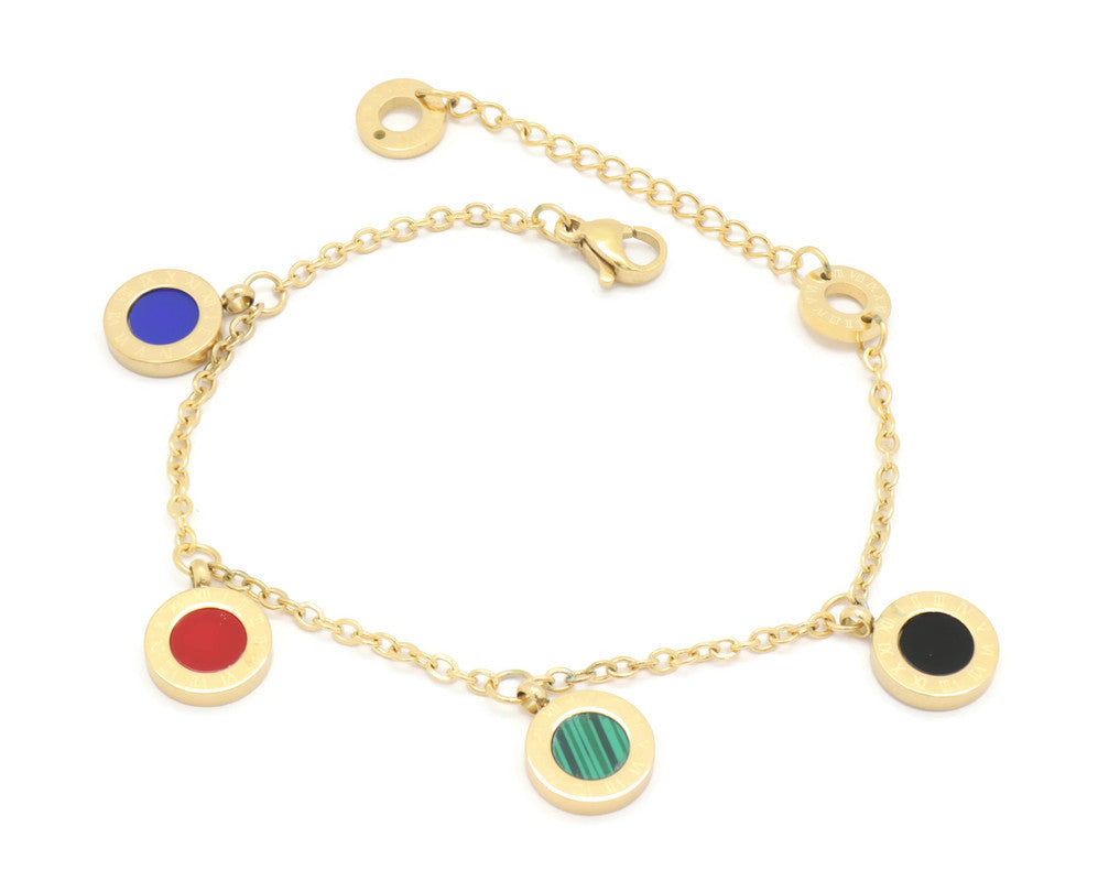 Premium multi-coloured coin charms bracelet