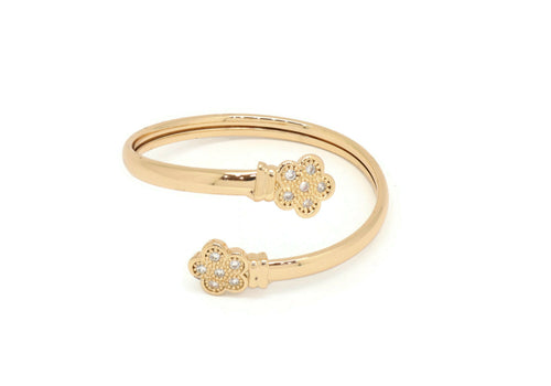Kid's rose gold cuff bangle with floral design and zirconia studdings