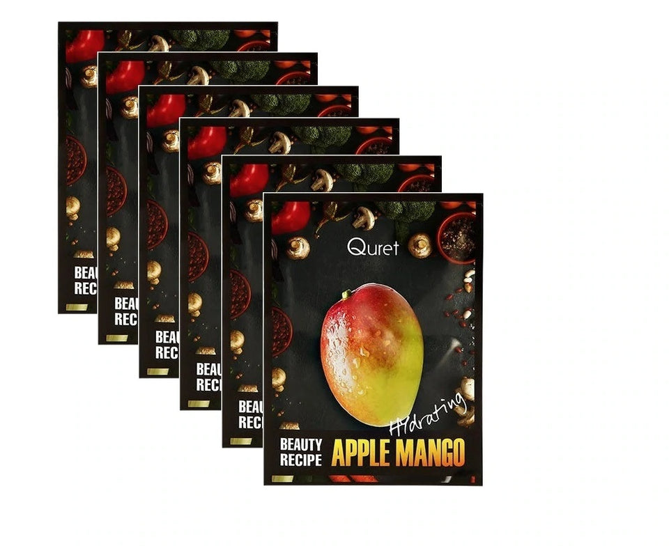 Quret Beauty Recipe Mask - Apple Mango[Hydrating] ( Set Of 6 pcs)