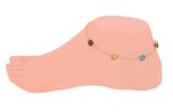 The multi colour stone studded anklet with gold plating
