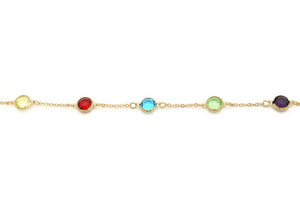 The multi colour stone studded anklet with gold plating