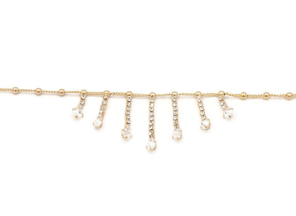 Zirconia studded Dangling chandelier gold plated anklet