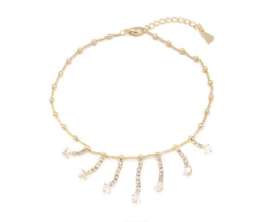 Zirconia studded Dangling chandelier gold plated anklet