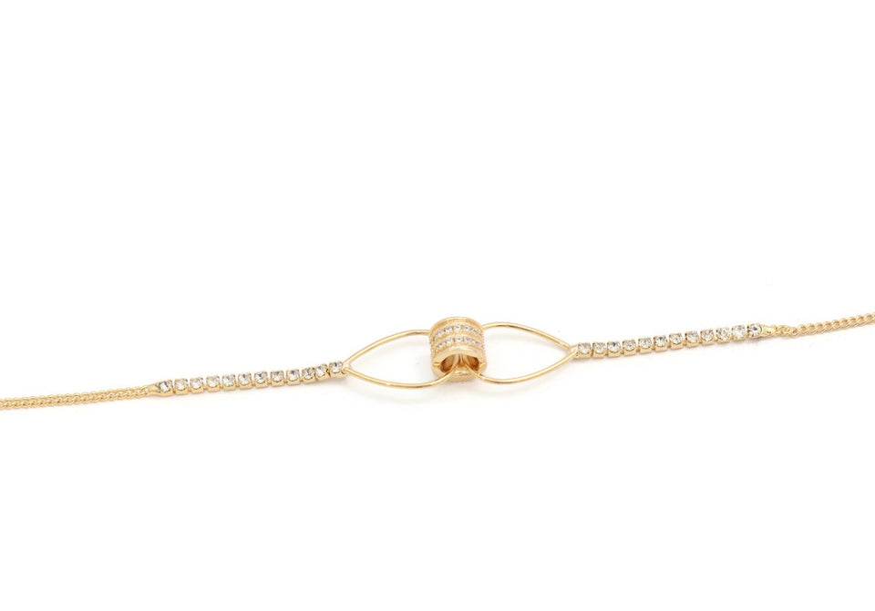 Zirconia studded gold plated adjustable anklet