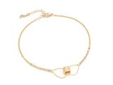 Zirconia studded gold plated adjustable anklet