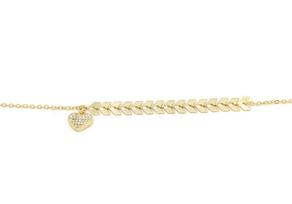Zirconia studded heart with unique design and adjustable chain anklet