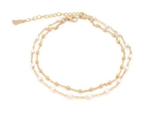 The Pearl and gold sphere double chain anklet with gold plating