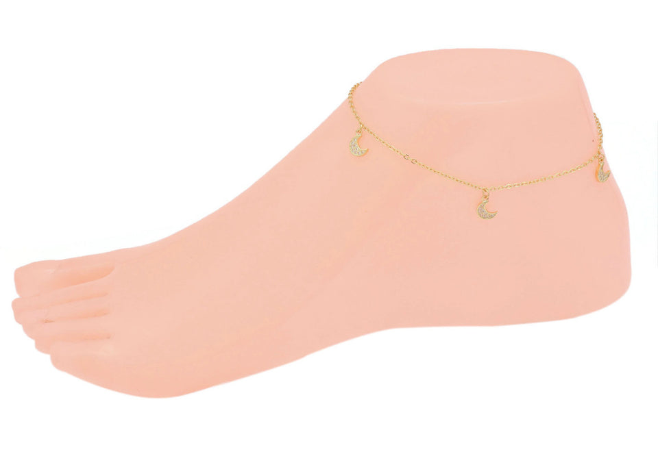The Half moon anklet with double chain.