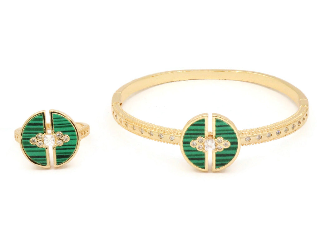Sterling bangle with green ceramic stones