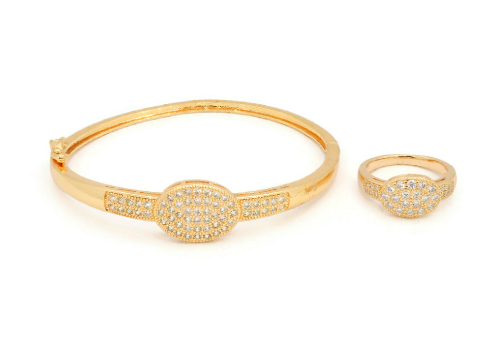 Laser printed oval design bangle ring