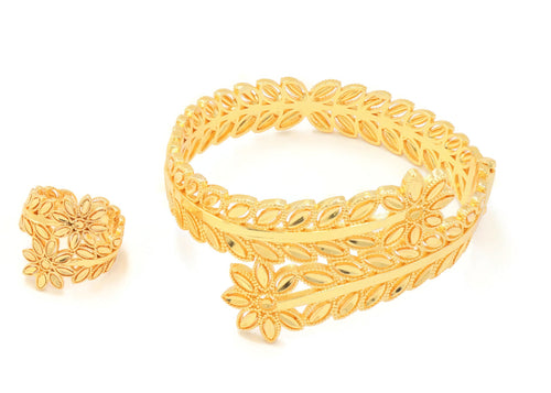 GRAND LOOK DOUBLE SIDE LEAF DESIGN HIGH-QUALITY OPENABLE BANGLES RING