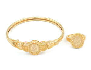 Women's Rose flower design bangle with ring