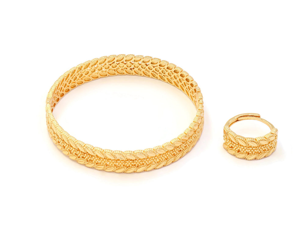 Leaf traditional Gold Plated Designer Bangles ring Jewelry for Women/Girls