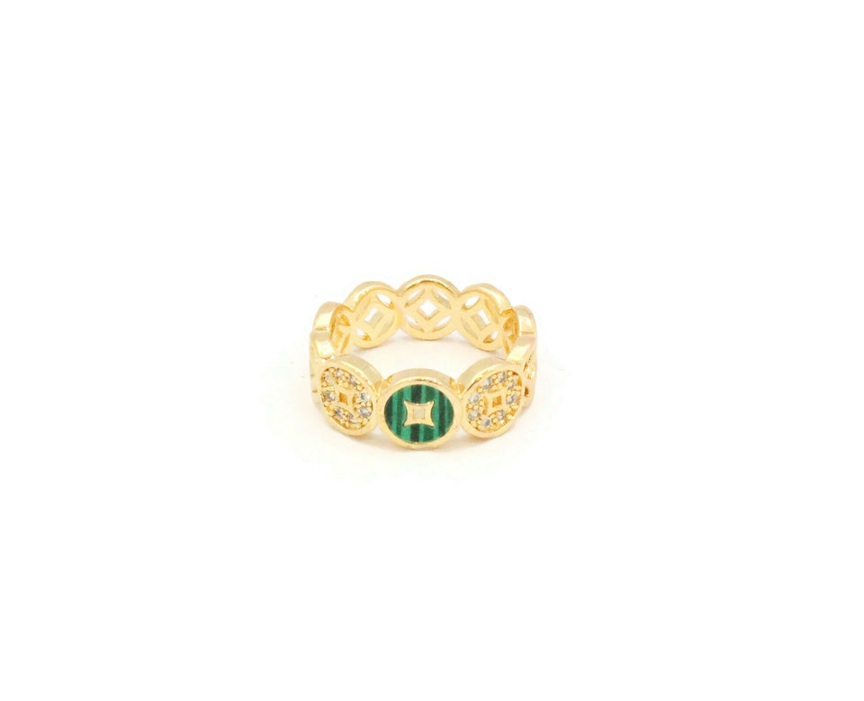 Sterling bangle with zircon stones and green ceramic stones