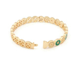 Sterling bangle with zircon stones and green ceramic stones