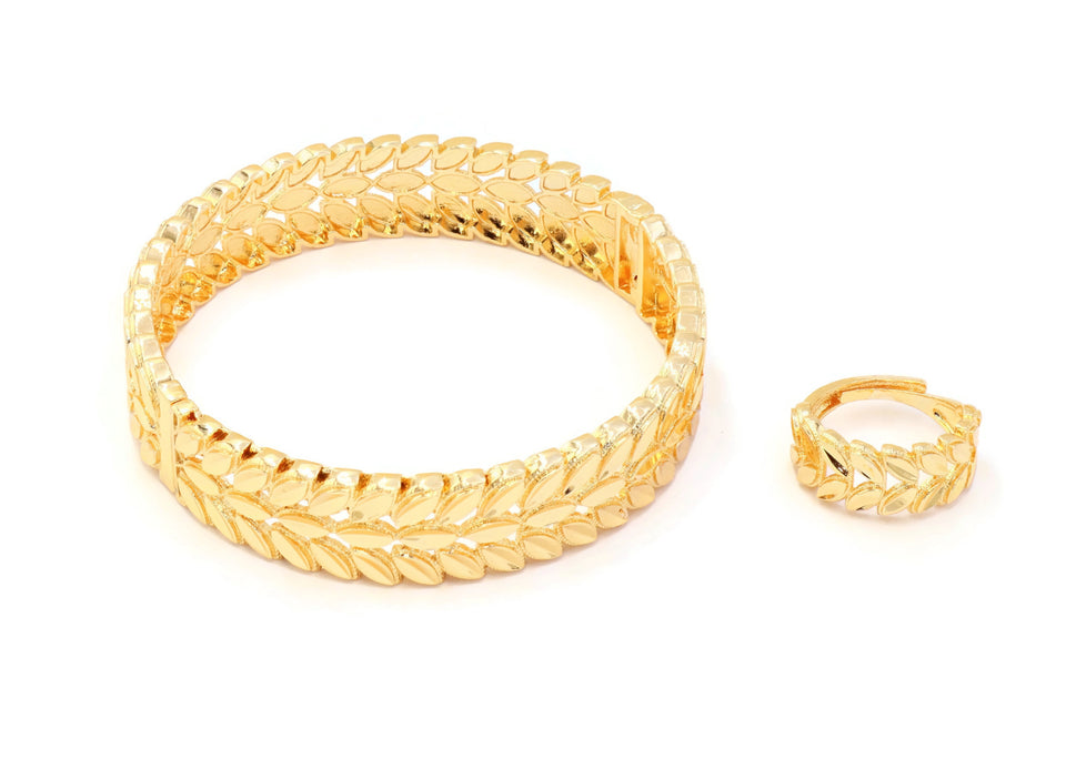 gold plated Leaf  bangle ring