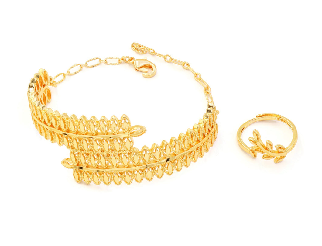 WOMEN'S GOLD PLATED DELICATE FASHION CUFF BRACELET RING