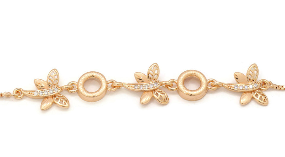 This Triple Butterfly Bracelet studded with stones gold plated and adjustable chain with a classic lobster clasp for enhanced safety