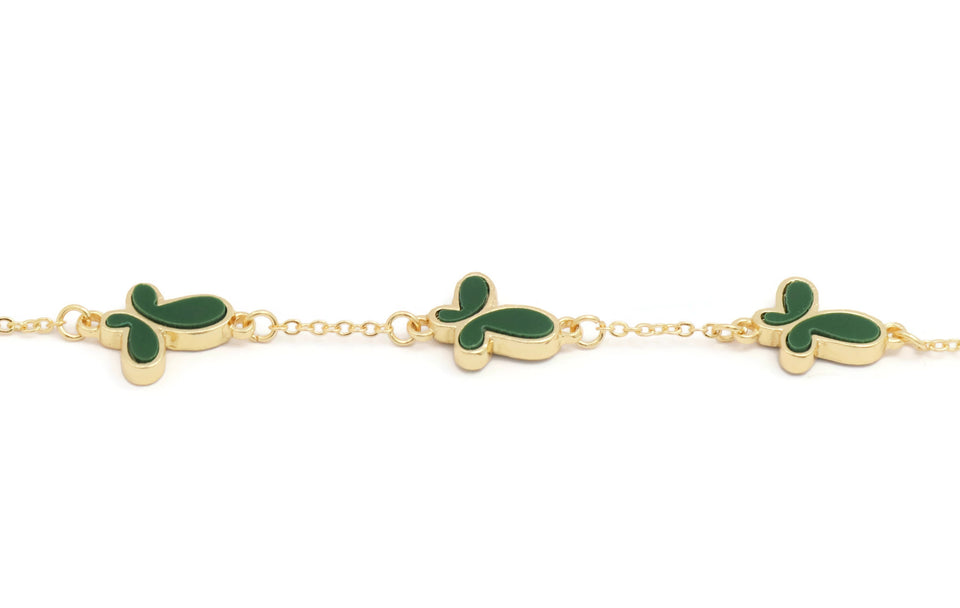 Green Butterfly Bracelet with lobster clasp