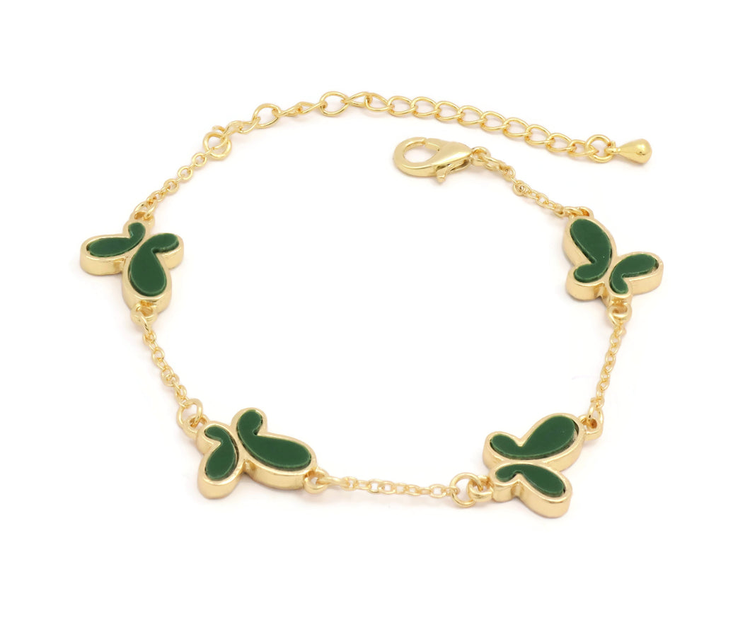 Green Butterfly Bracelet with lobster clasp