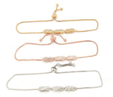 Women's bracelet in gold, rhodium and pink gold platted Zirconia studded Slider bracelet