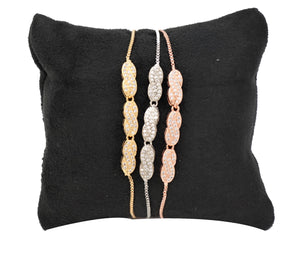 Women's bracelet in gold, rhodium and pink gold platted Zirconia studded Slider bracelet