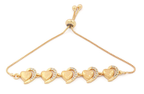 Women's slider bracelet with heart design studded with zirconia studdings