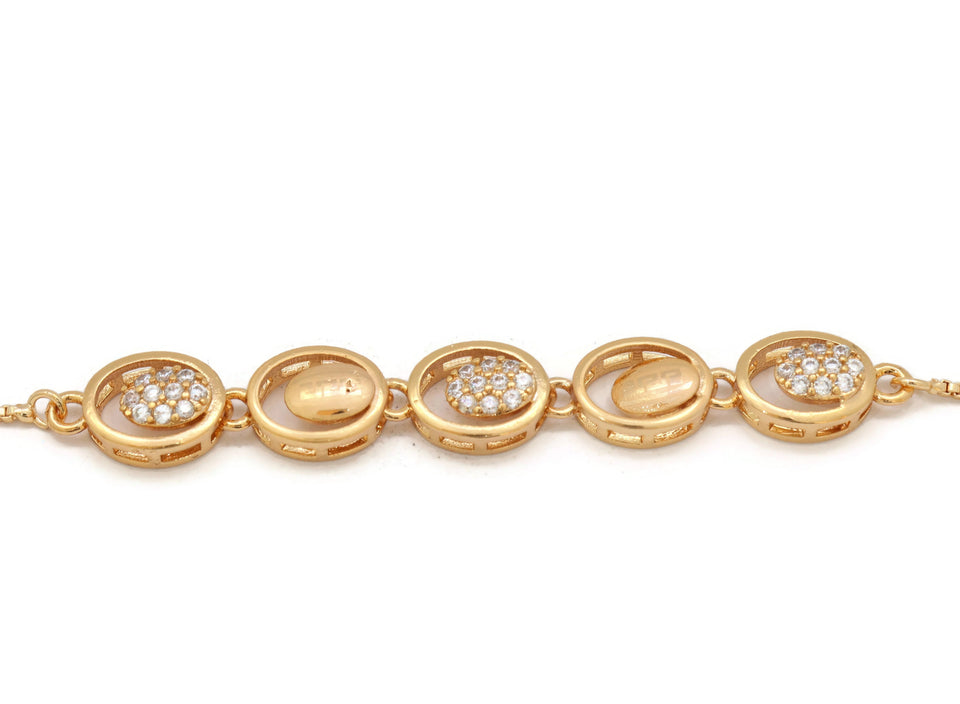 Zirconia studded Women's bracelet pink gold plated slider bracelet