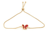 Women's bracelet red butterfly Slider gold platted bracelet
