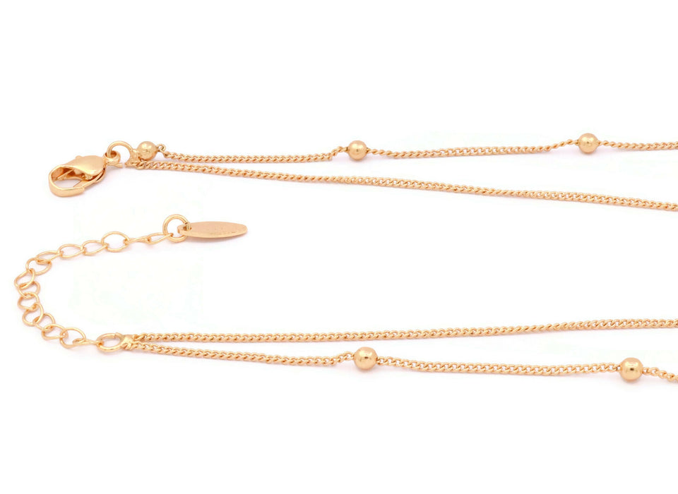 Women's Floral design double chain pendant necklace