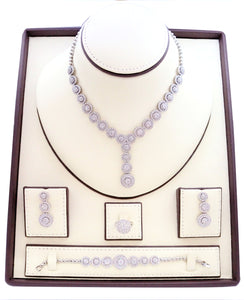 Zirconia studded spherical design rhodium plated Jewelry set