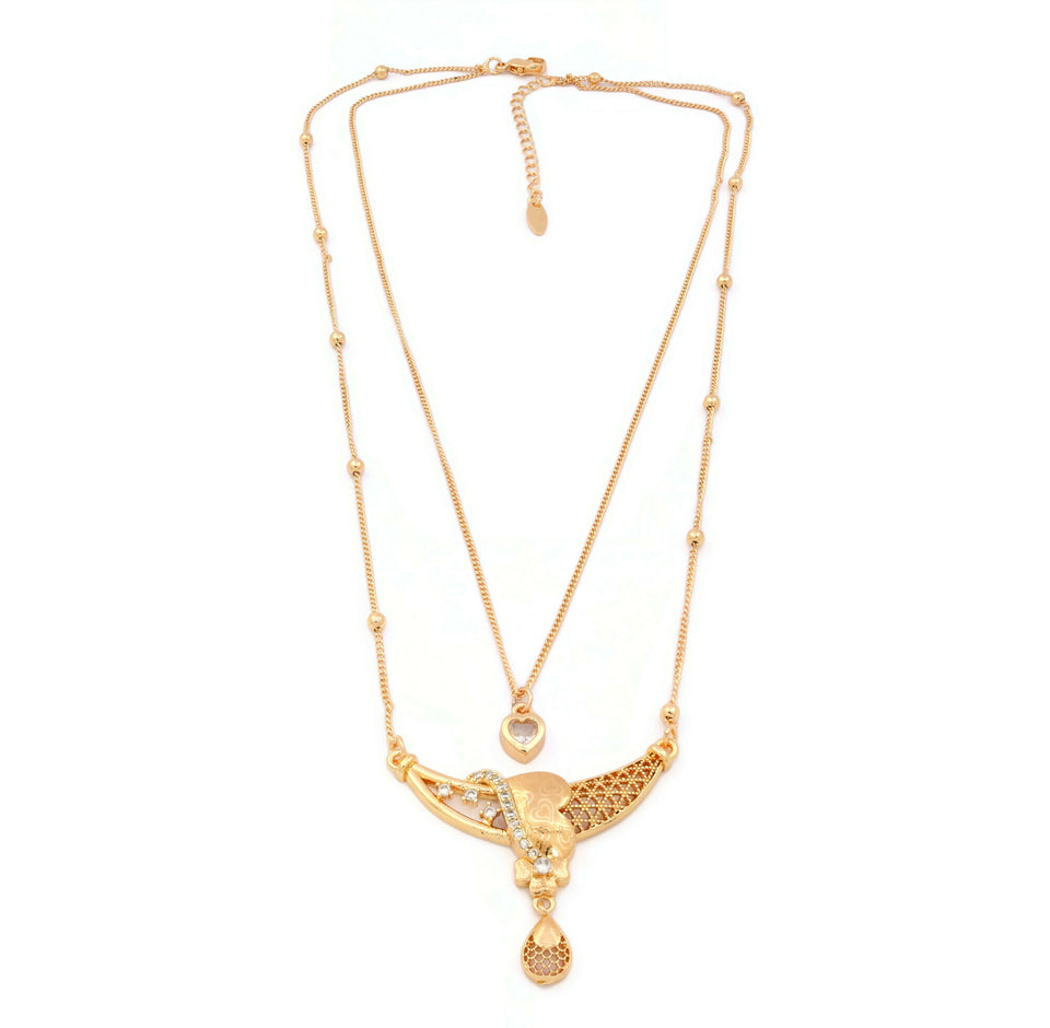 Women's Classic heart double chain pendant necklace