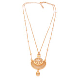 Women's Floral design double chain pendant necklace