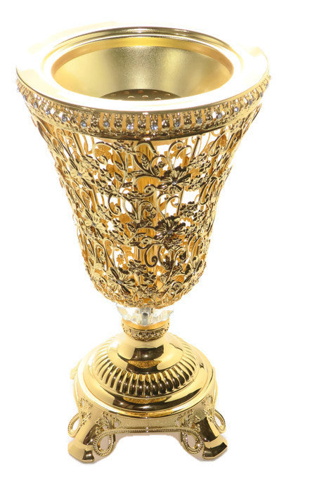 24 kt Gold Plated Elegant Flower Design Incense Burner - Jawaherat