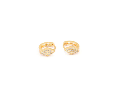 Rhombus Shape Cubic stone Huggee Hoop Earring