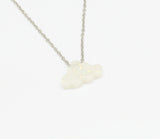 Cloud Charm Pendant Necklace, White, Silver Plating